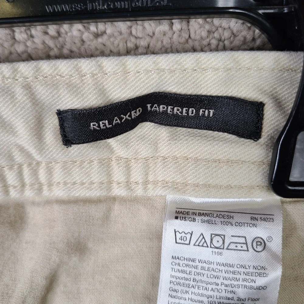 Banana Republic Pants Mens 35S Beige Relaxed Tapered Fit Cotton Casual Chino